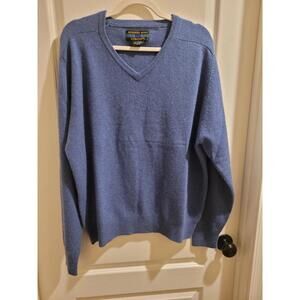 Alexander Julian Colours Blue 100% Cashmere V Neck Sweater Mens L